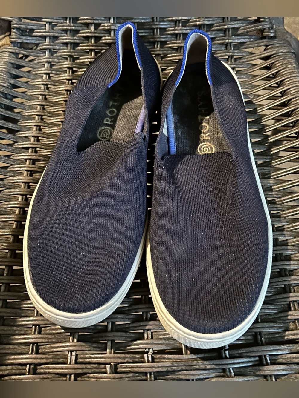 Woman’s Rothy’s Slip-On Canvas Sneakers in Navy Blue